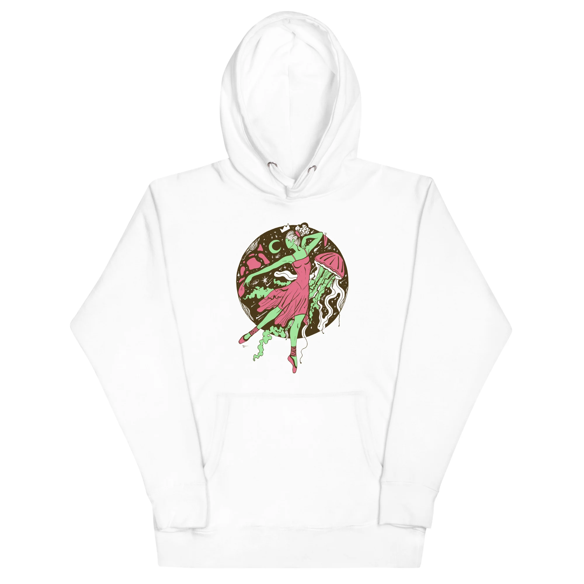 Pink and Green The Oceanic Dancer | Ballerina Drawing Hoodie - Image 7
