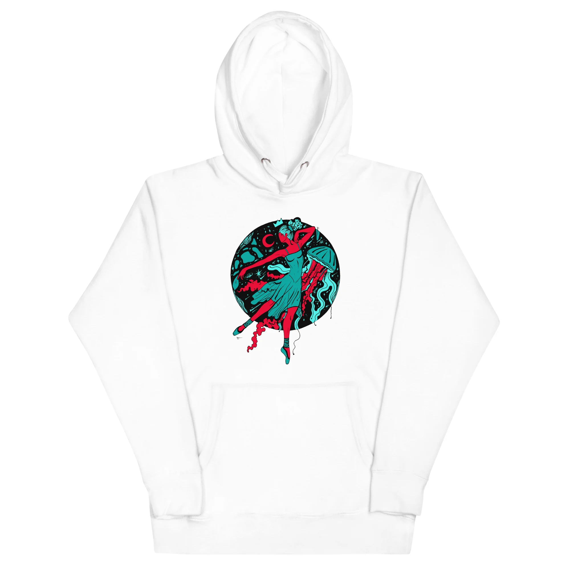 Turquoise Red The Oceanic Dancer | Ballerina Drawing Hoodie - Image 7