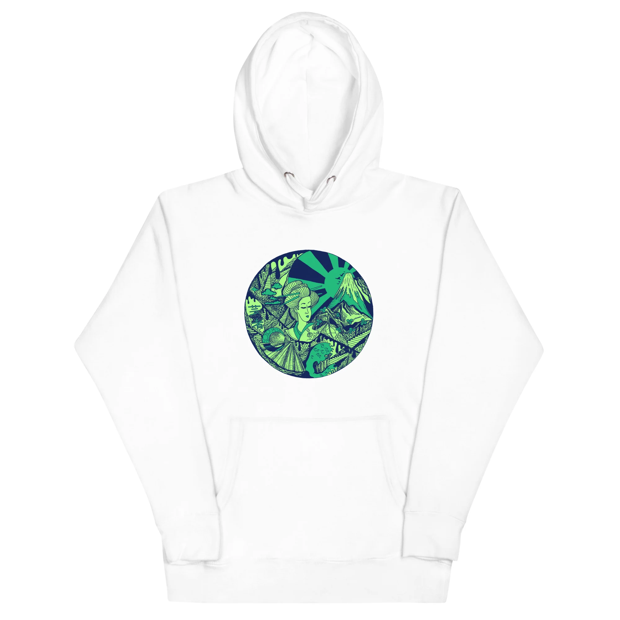 Green Dreaming of Japan - Japanese Circle Hoodie - Image 7