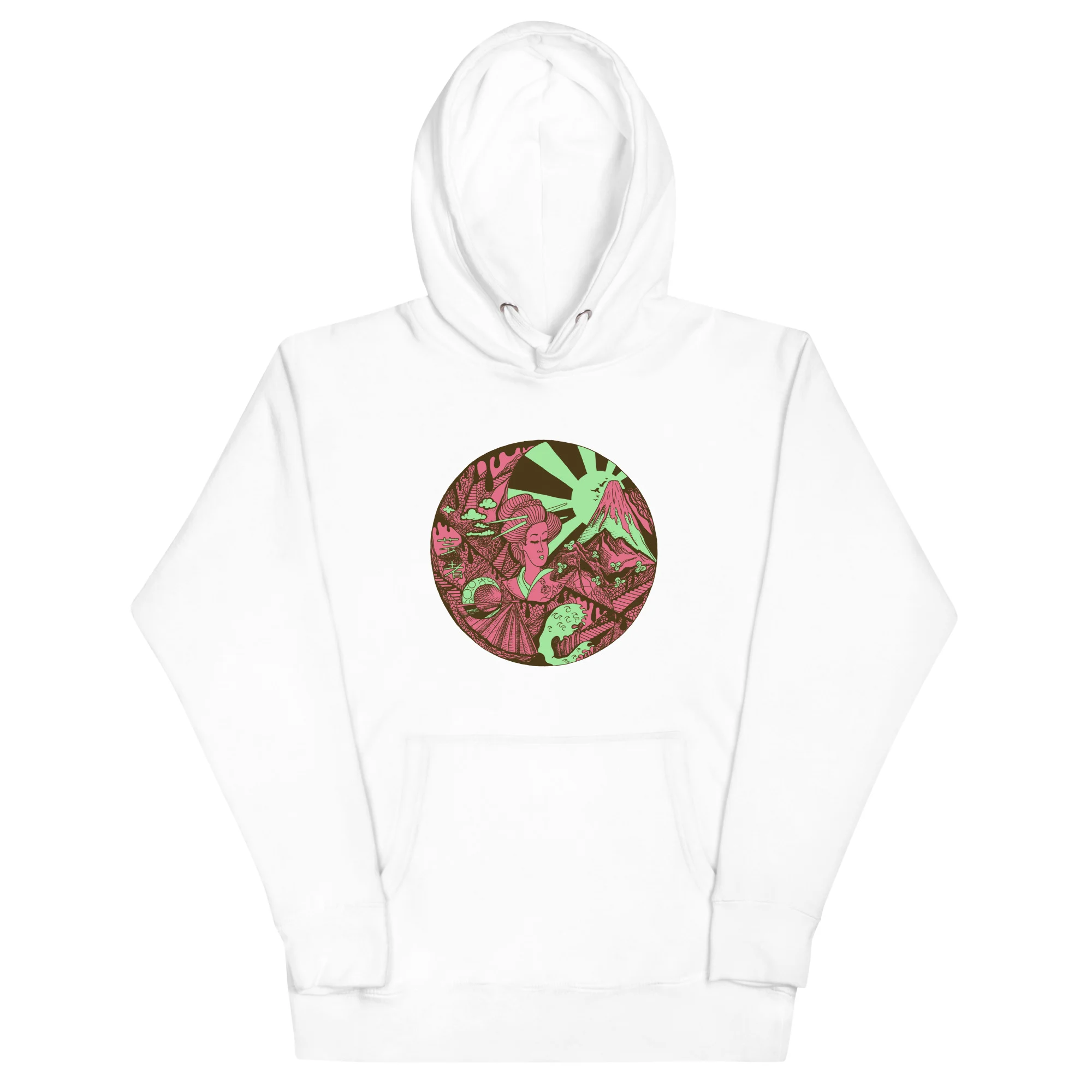 Pink and Green Dreaming of Japan - Japanese Circle Hoodie - Image 7