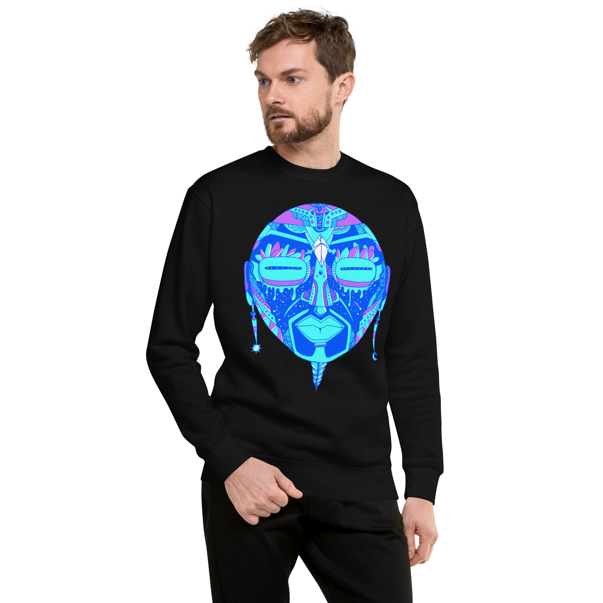 Blue African Mask No. 2 - African Sweatshirt - Image 2