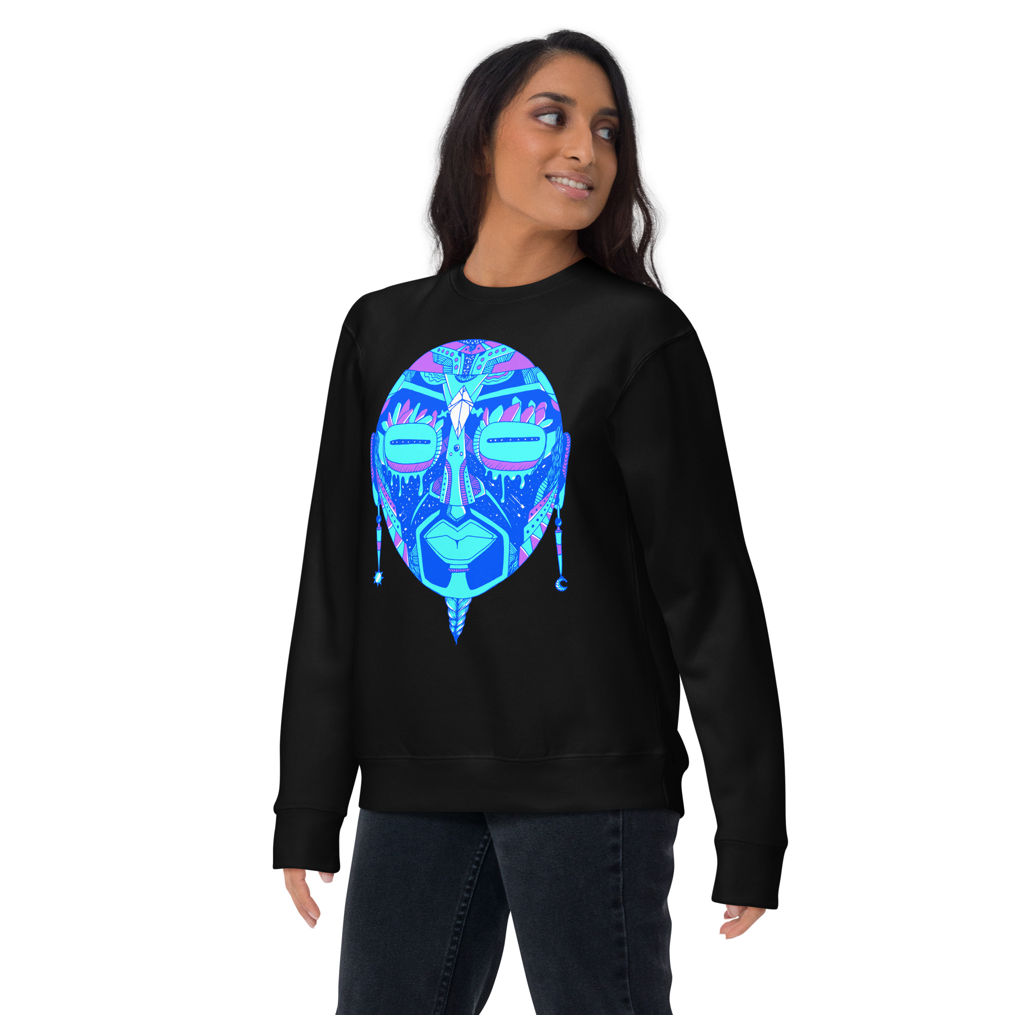 Blue African Mask No. 2 - African Sweatshirt - Image 4