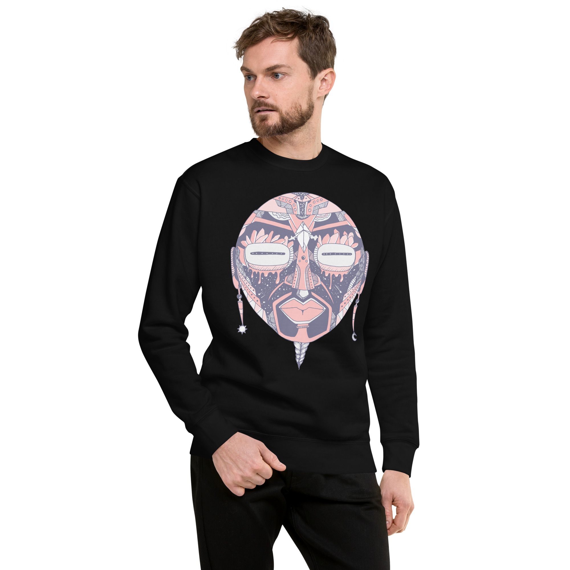 Light Pink African Mask No. 2 - African Sweatshirt - Image 2