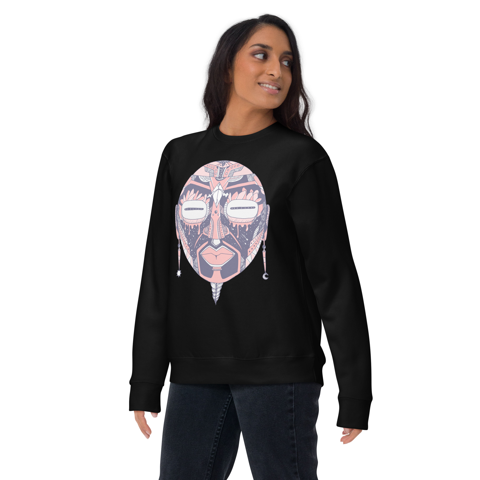 Light Pink African Mask No. 2 - African Sweatshirt - Image 4