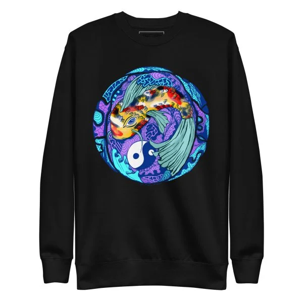 Blue Koi of Balance - Koi Fish Sweatshirt