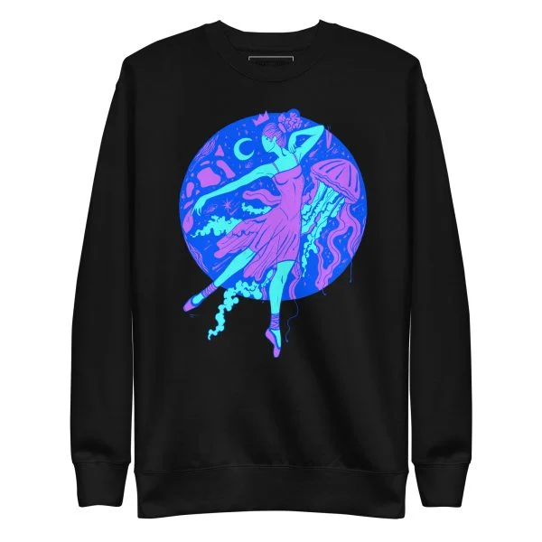 Blue The Oceanic Dancer | Ballerina Drawing Sweatshirt