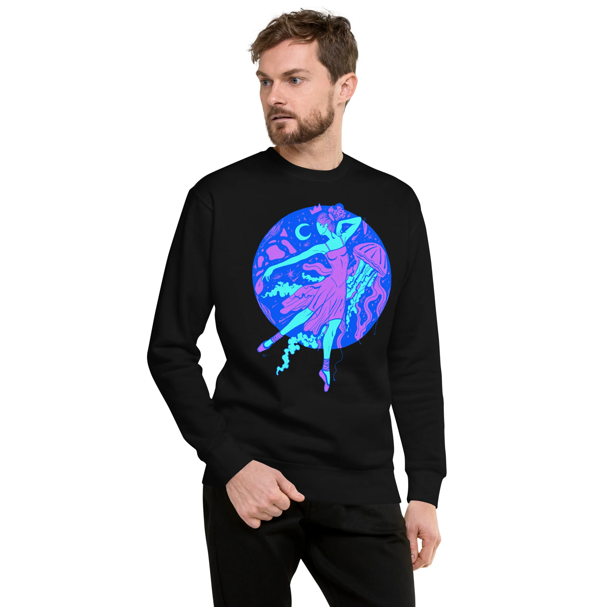 Blue The Oceanic Dancer | Ballerina Drawing Sweatshirt - Image 2