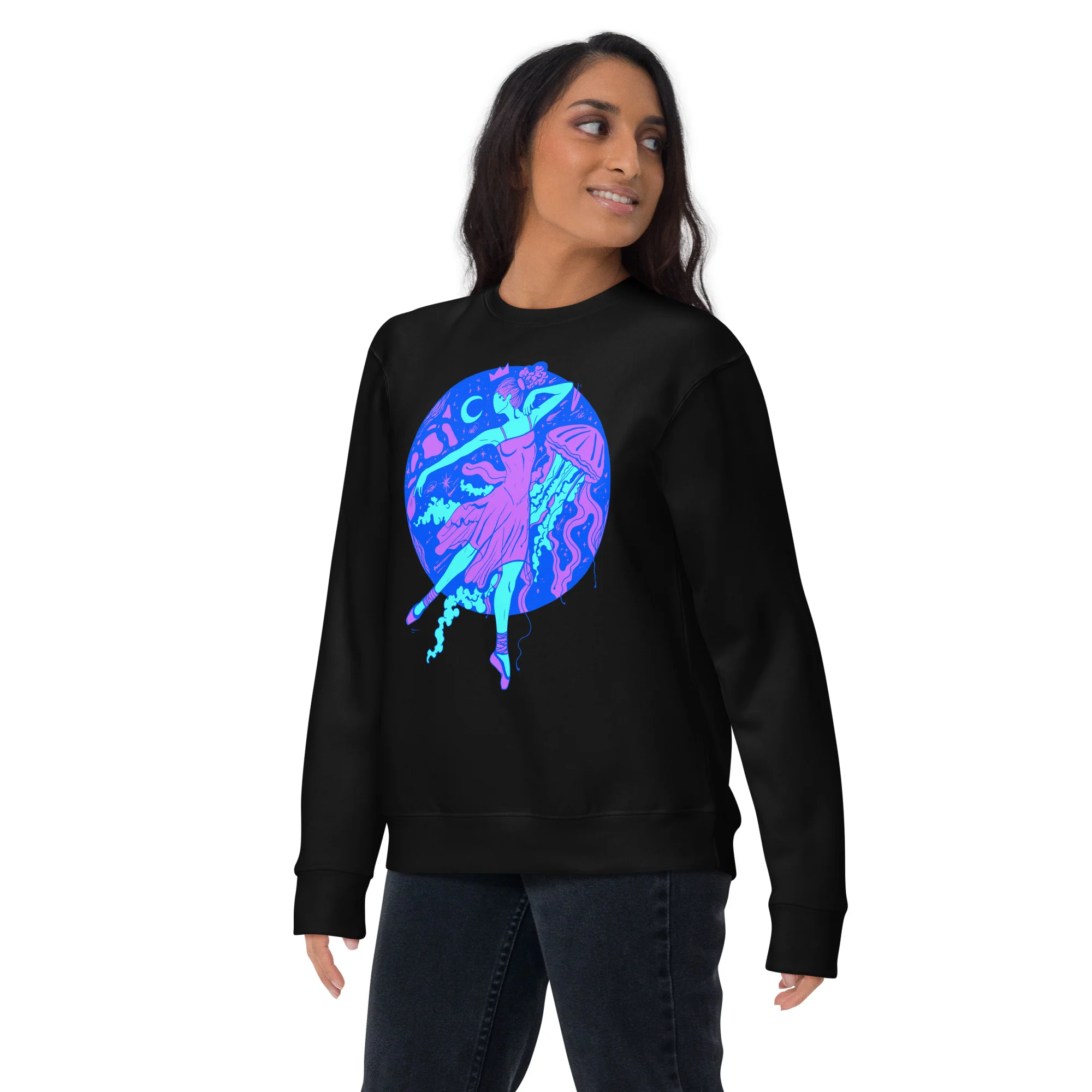 Blue The Oceanic Dancer | Ballerina Drawing Sweatshirt - Image 4