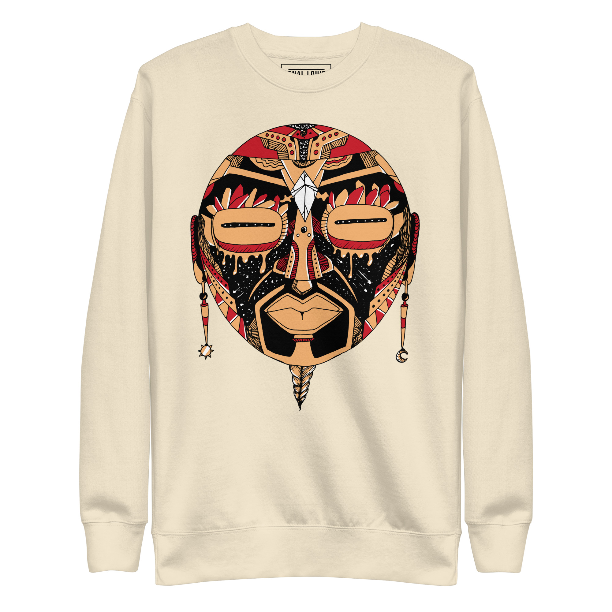 Cream and Red African Mask No. 2 - African Sweatshirt