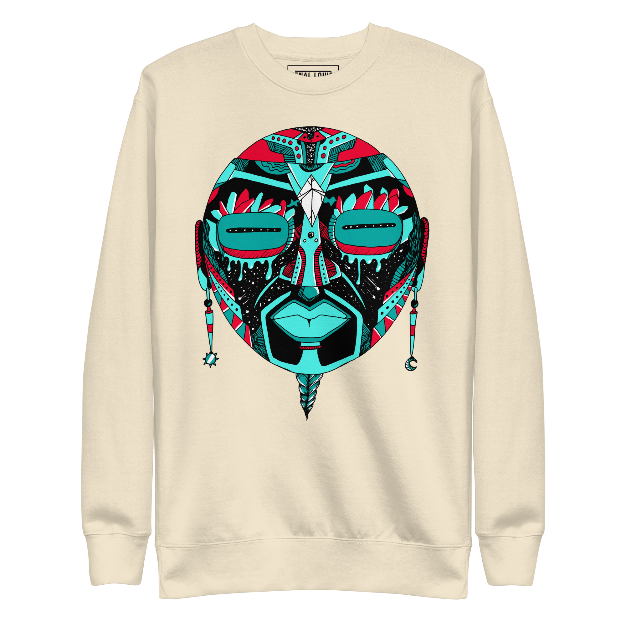 Turquoise Red African MAsk No. 2 - African Sweatshirt