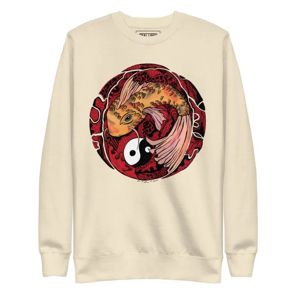 Cream and Red Koi of Balance - Koi Fish Sweatshirt