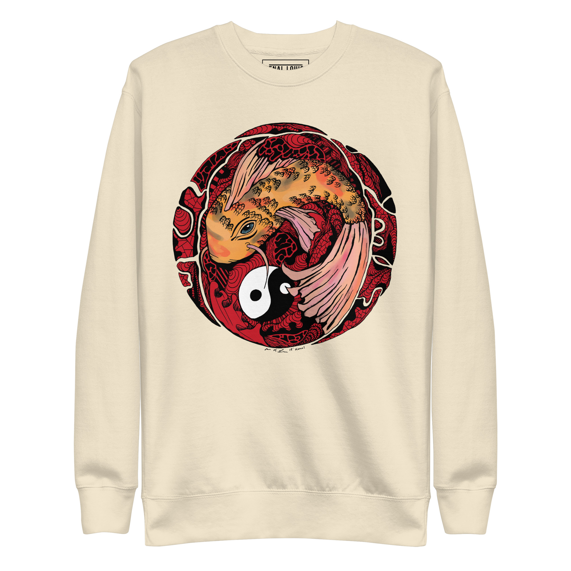 Cream and Red Koi of Balance - Koi Fish Sweatshirt
