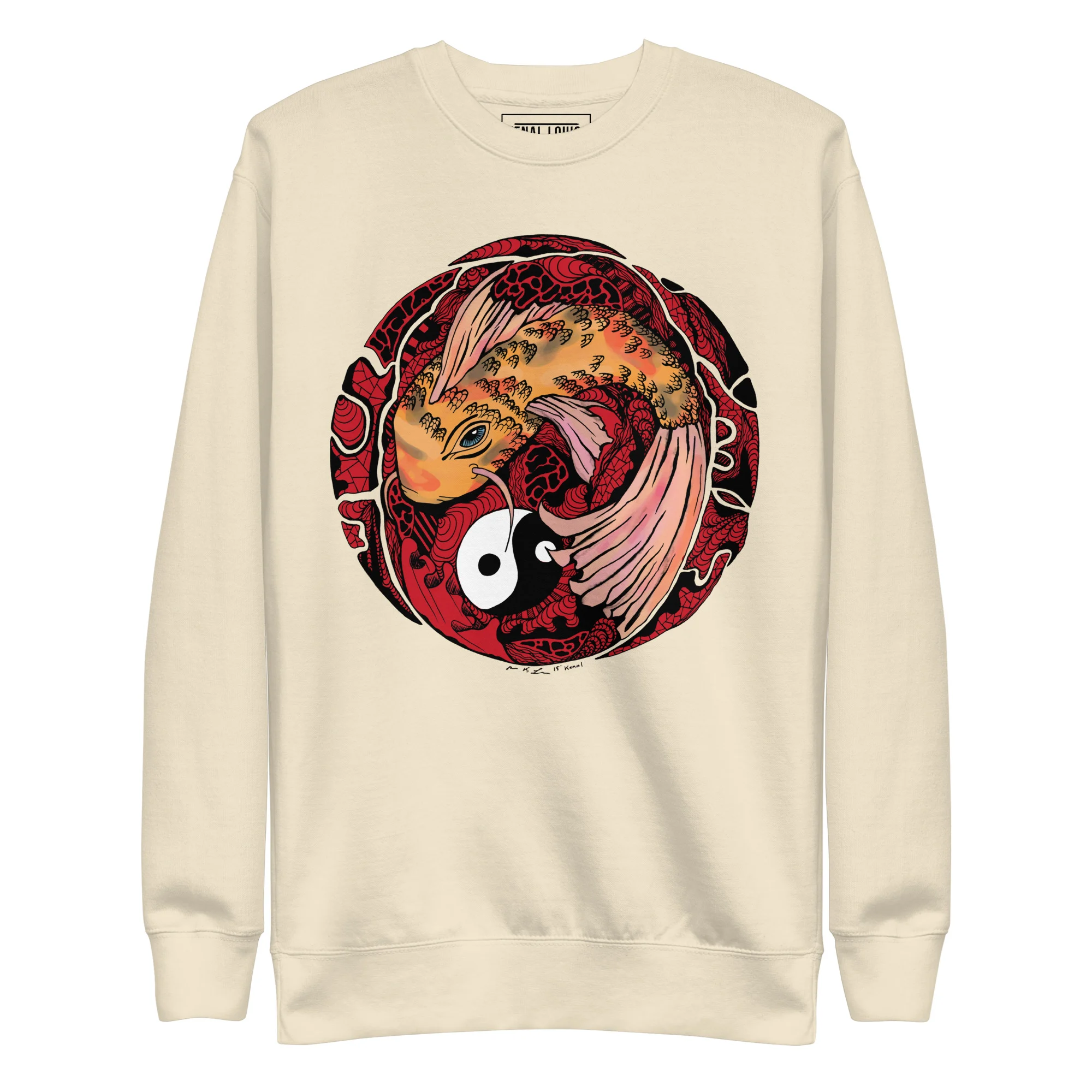 Cream and Red Koi of Balance - Koi Fish Sweatshirt