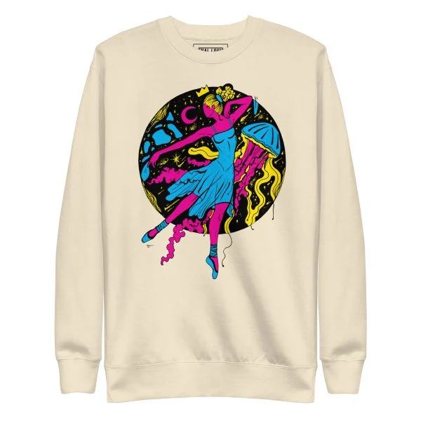 Pink and Green The Oceanic Dancer | Ballerina Drawing Sweatshirt