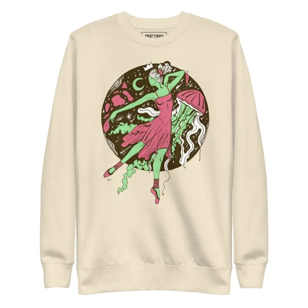 Pink and Green The Oceanic Dancer | Ballerina Drawing Sweatshirt