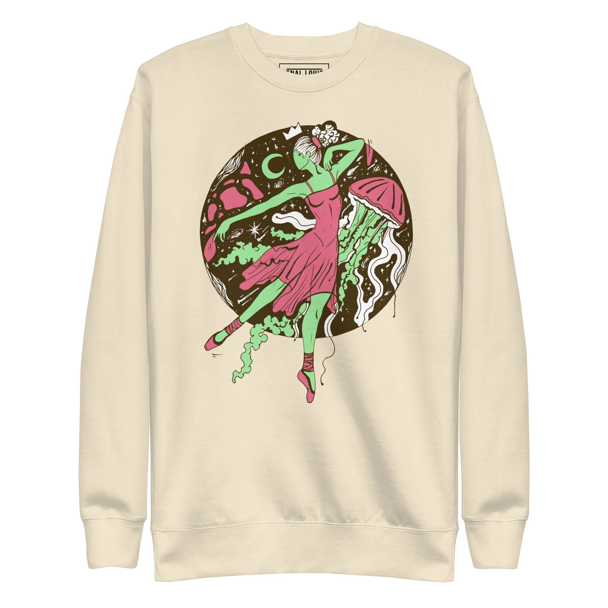 Pink and Green The Oceanic Dancer | Ballerina Drawing Sweatshirt