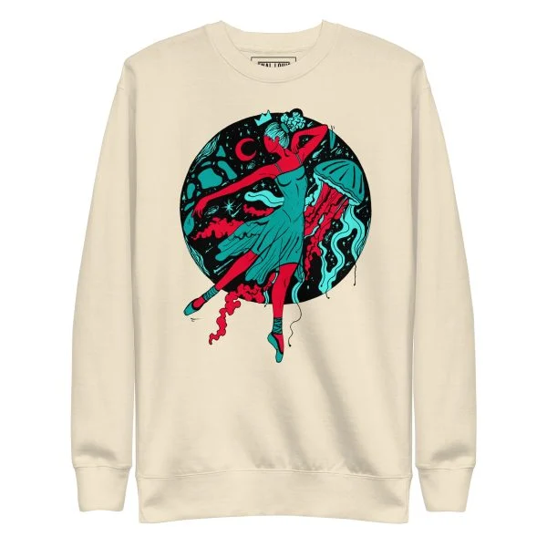 Turquoise Red The Oceanic Dancer | Ballerina Drawing Sweatshirt
