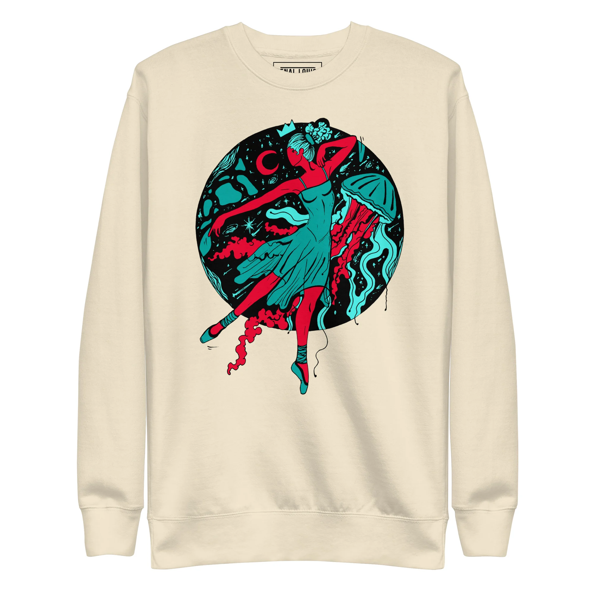 Turquoise Red The Oceanic Dancer | Ballerina Drawing Sweatshirt