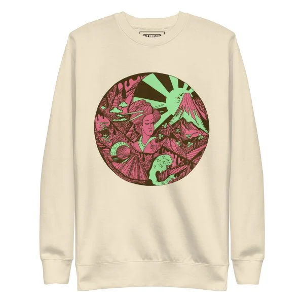 Pink and Green Dreaming of Japan - Japanese Circle Sweatshirt