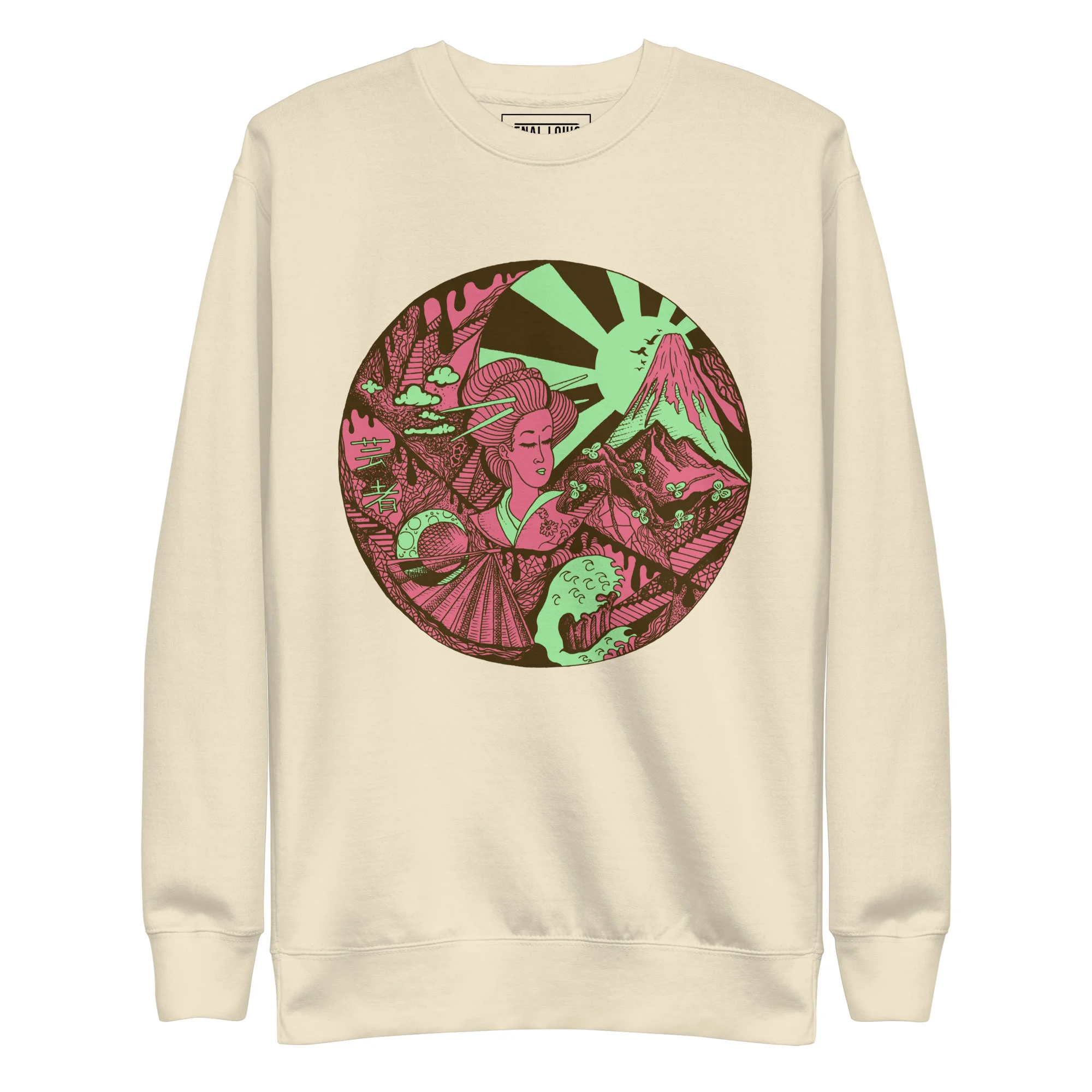Pink and Green Dreaming of Japan - Japanese Circle Sweatshirt