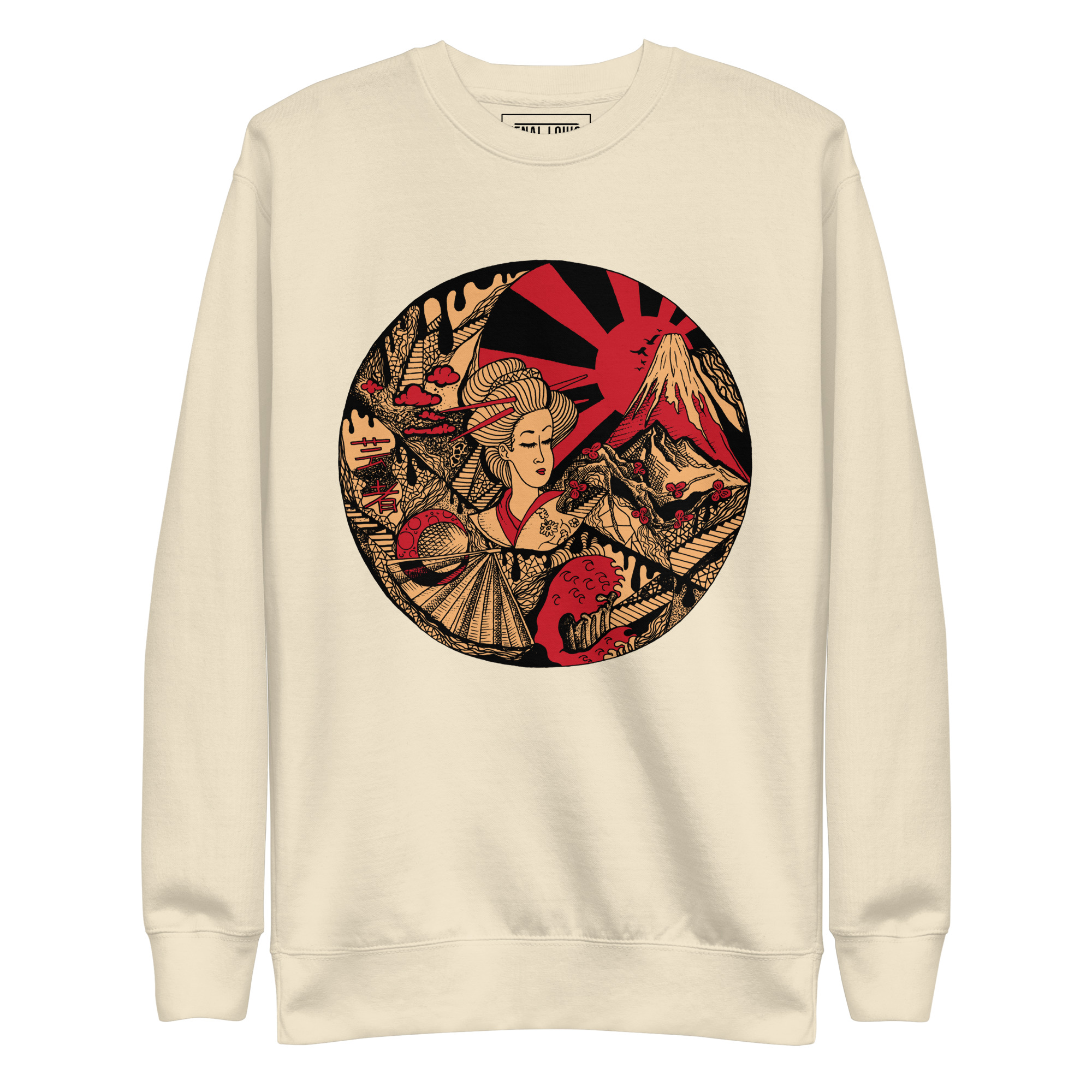 Cream and Red Dreaming of Japan - Japanese Circle Sweatshirt