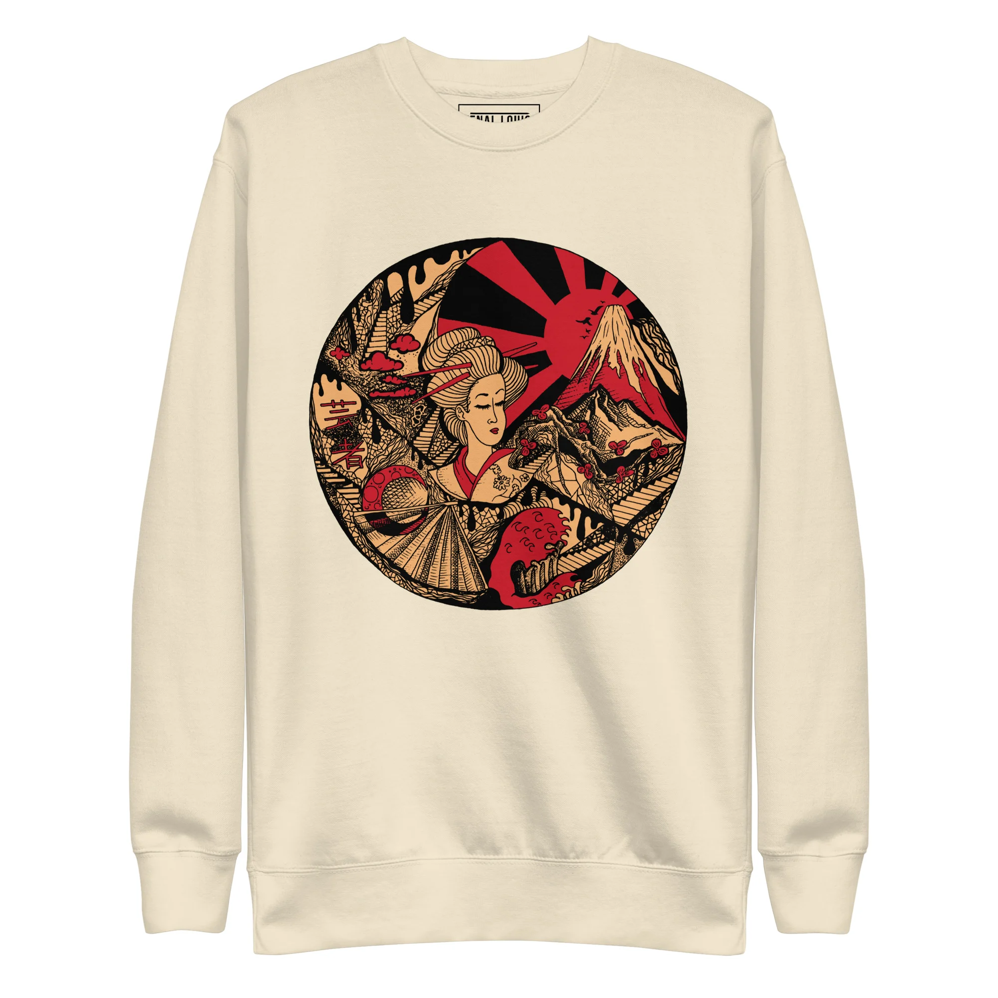 Cream and Red Dreaming of Japan - Japanese Circle Sweatshirt