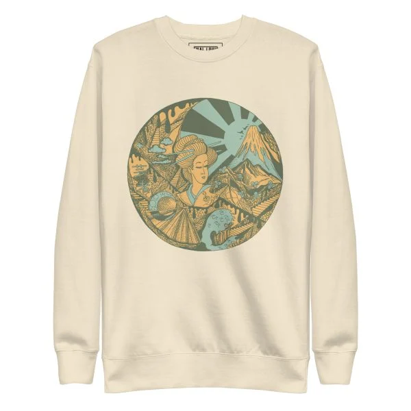 Sage Green Dreaming of Japan - Japanese Circle Sweatshirt