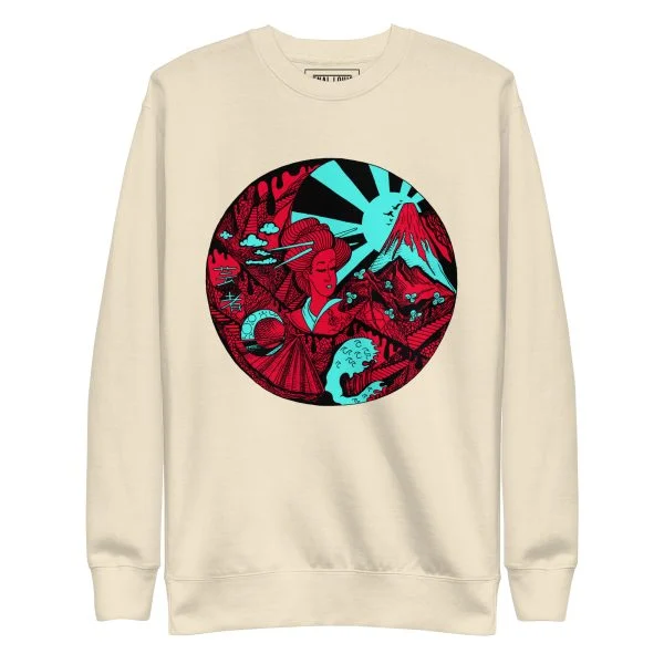 Turquoise Red Dreaming of Japan - Japanese Circle Sweatshirt