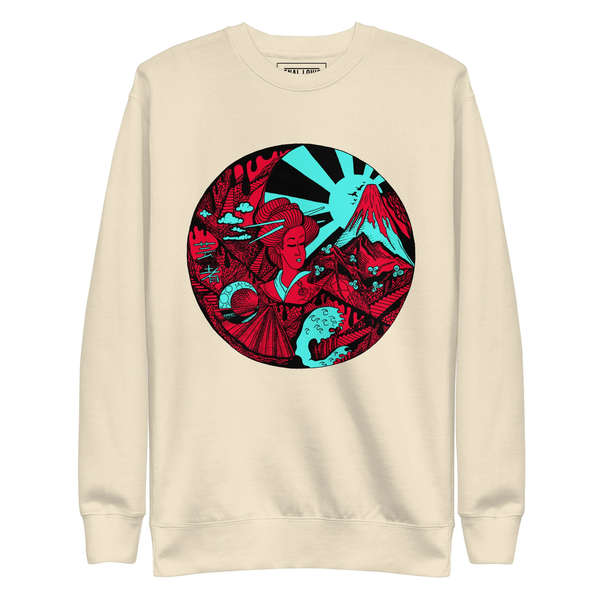 Turquoise Red Dreaming of Japan - Japanese Circle Sweatshirt