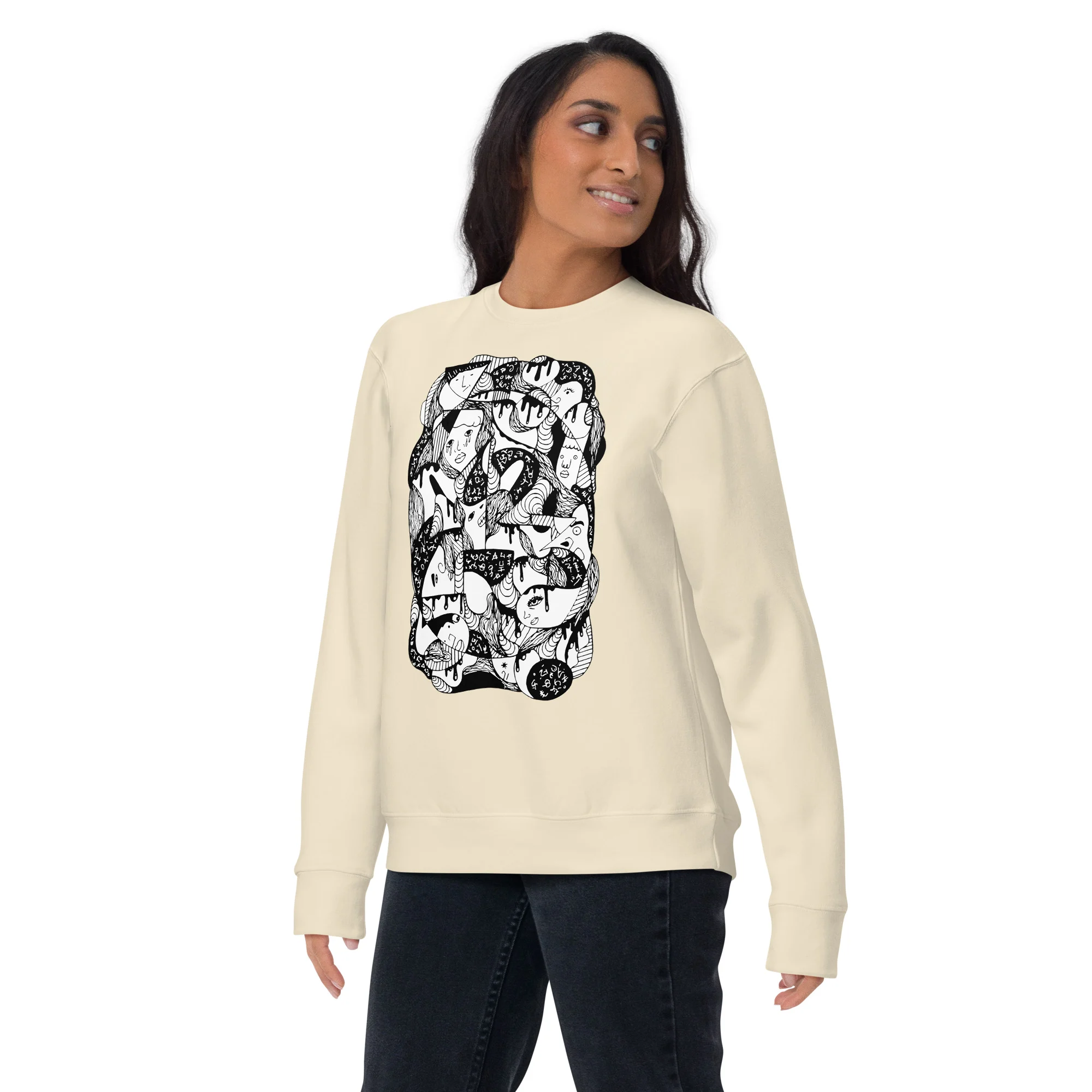 10 Faces and Numbers – Abstract Art Sweatshirt - Image 3
