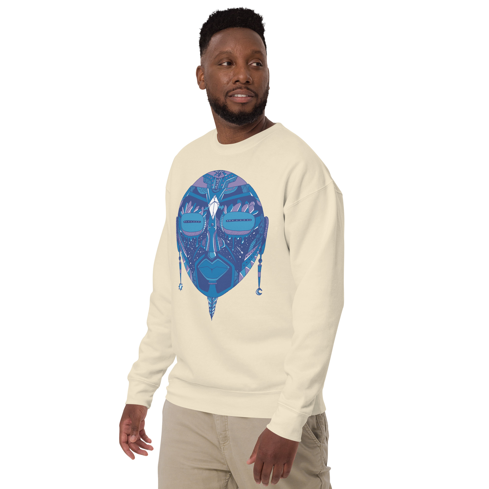 Mountain Blue African Mask No. 2 - African Sweatshirt - Image 5