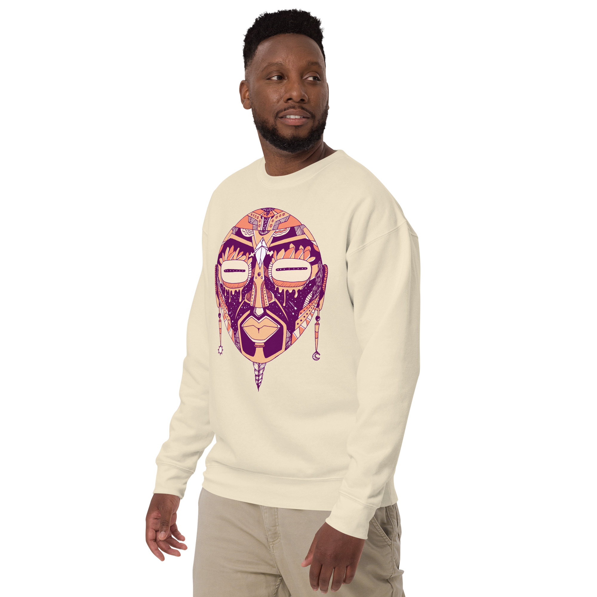 Peach African Mask No. 2 - African Sweatshirt - Image 5