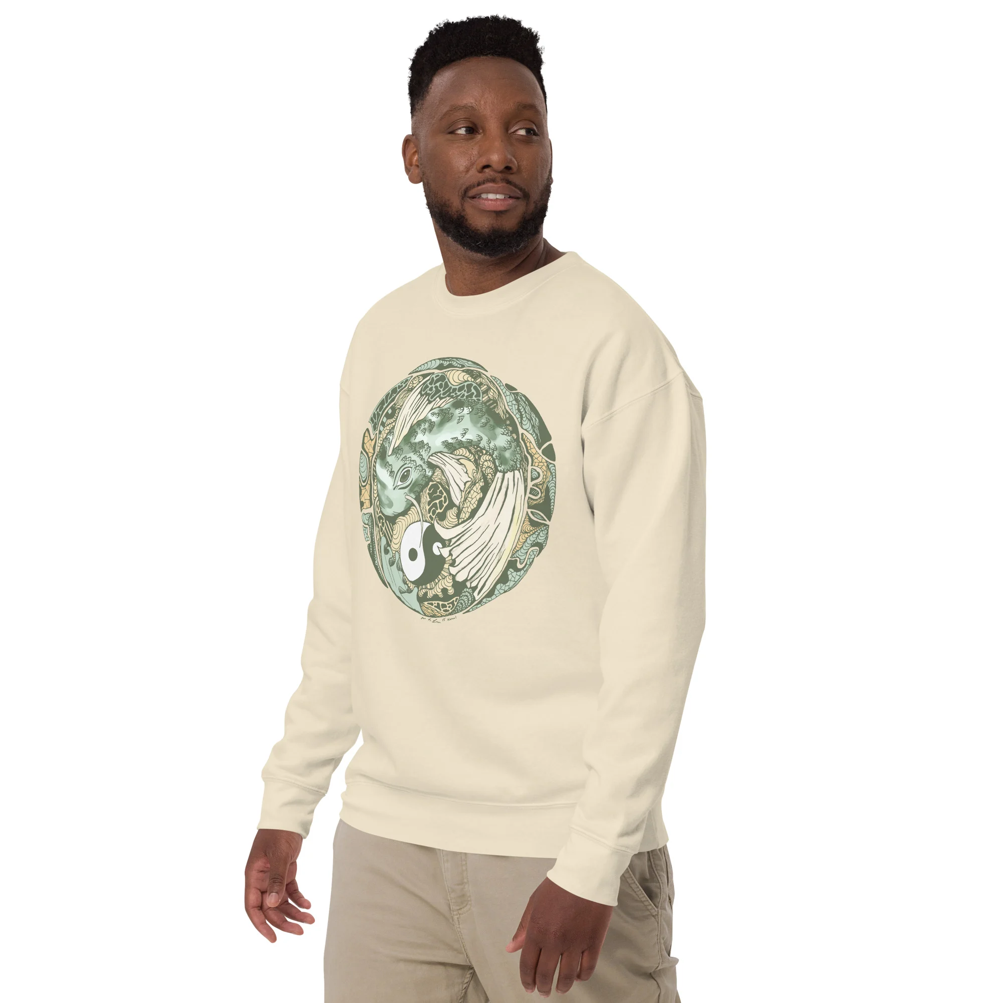 Sage Green Koi of Balance - Koi Fish Sweatshirt - Image 5