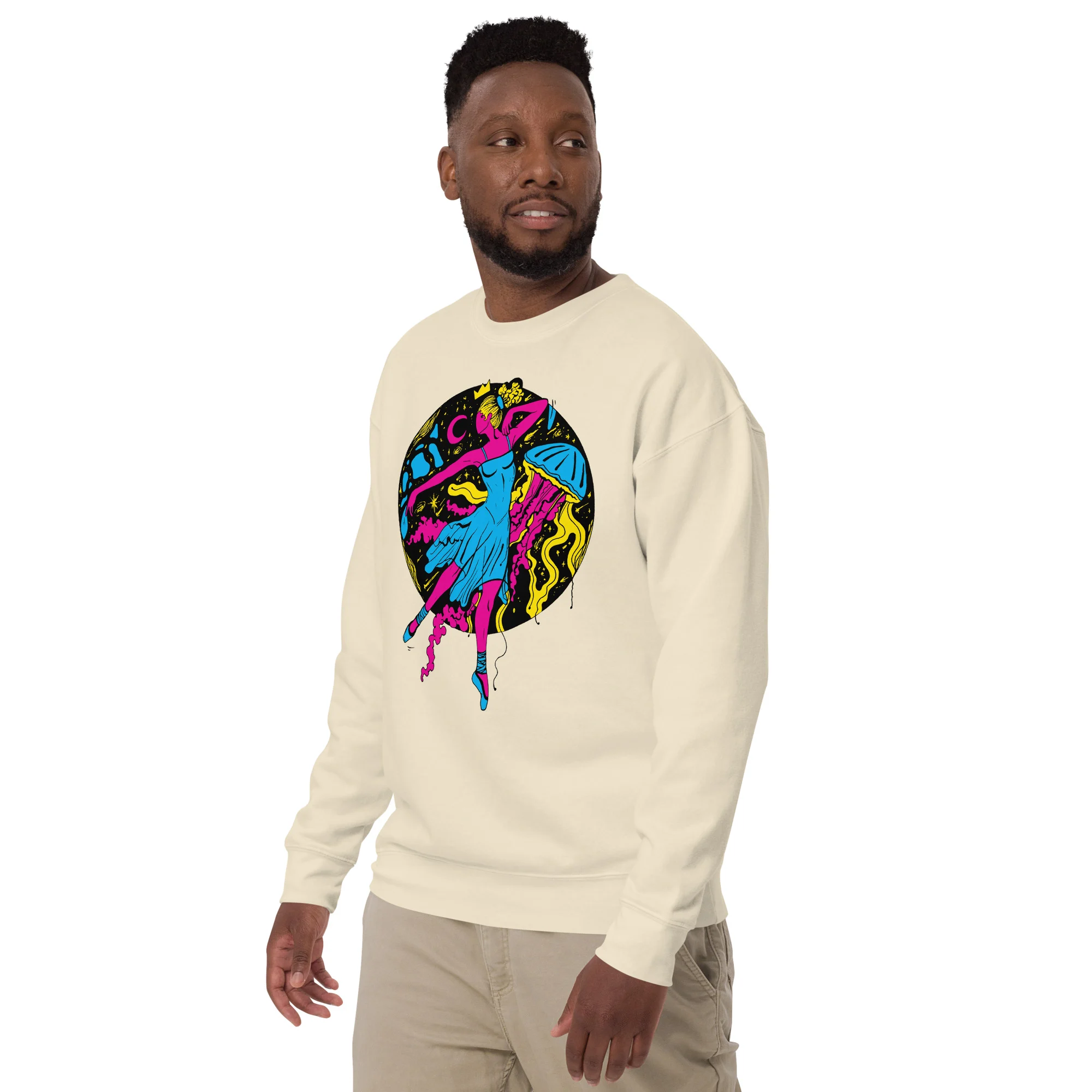 Pink and Green The Oceanic Dancer | Ballerina Drawing Sweatshirt - Image 5