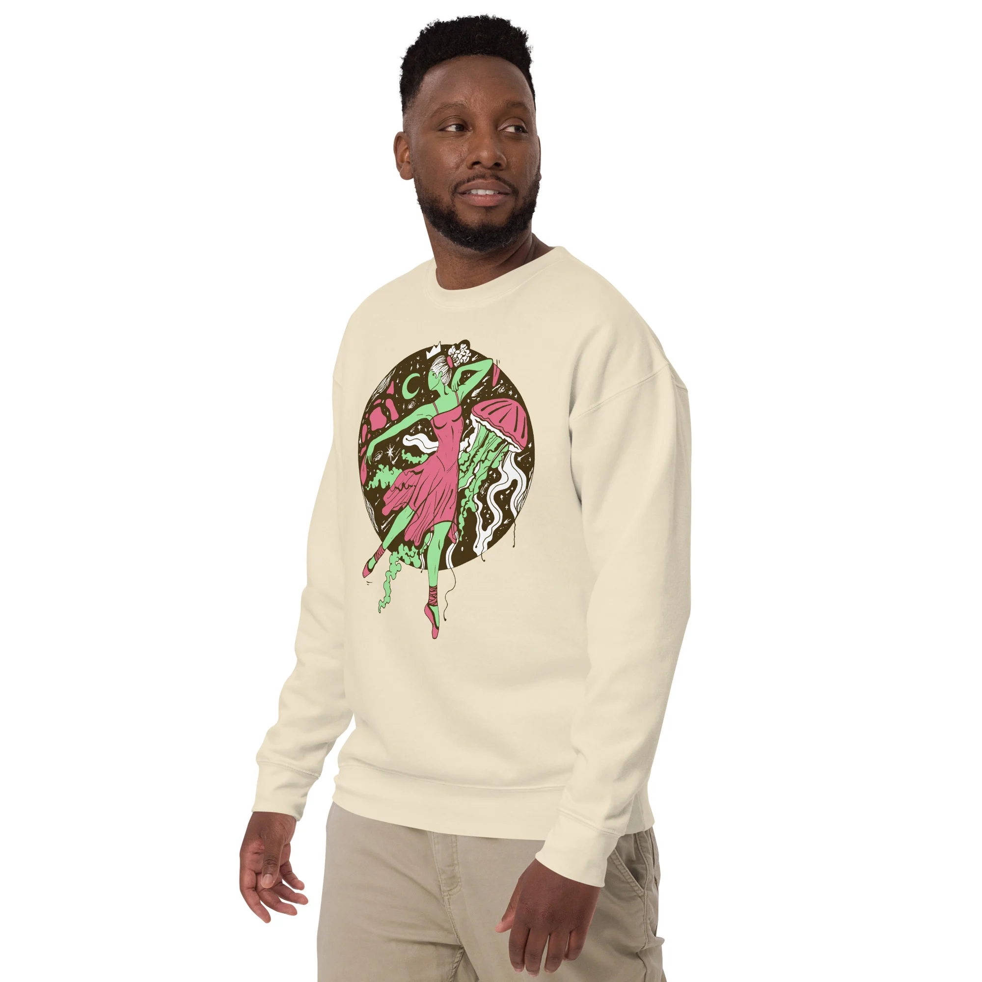 Pink and Green The Oceanic Dancer | Ballerina Drawing Sweatshirt - Image 5