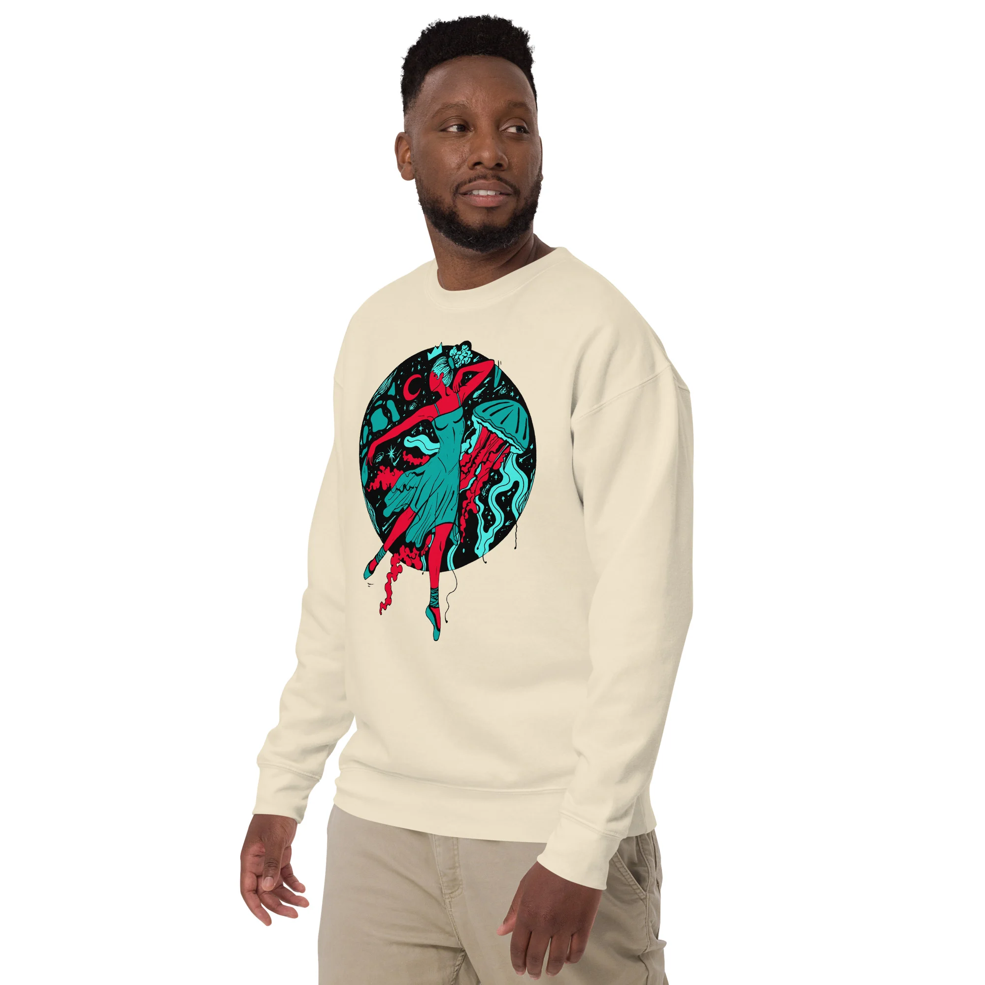 Turquoise Red The Oceanic Dancer | Ballerina Drawing Sweatshirt - Image 5
