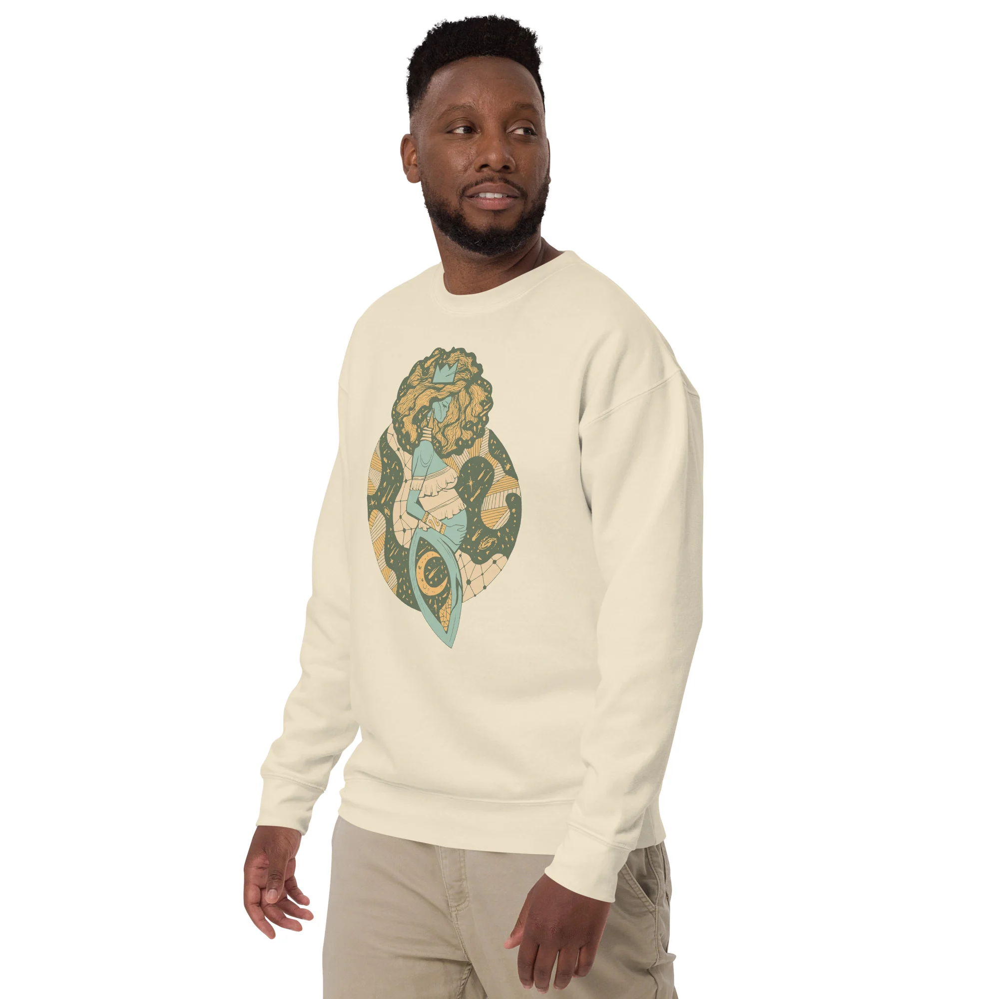 Sage Green Birth of Sahelle | Art gift for Mom Sweatshirt - Image 5