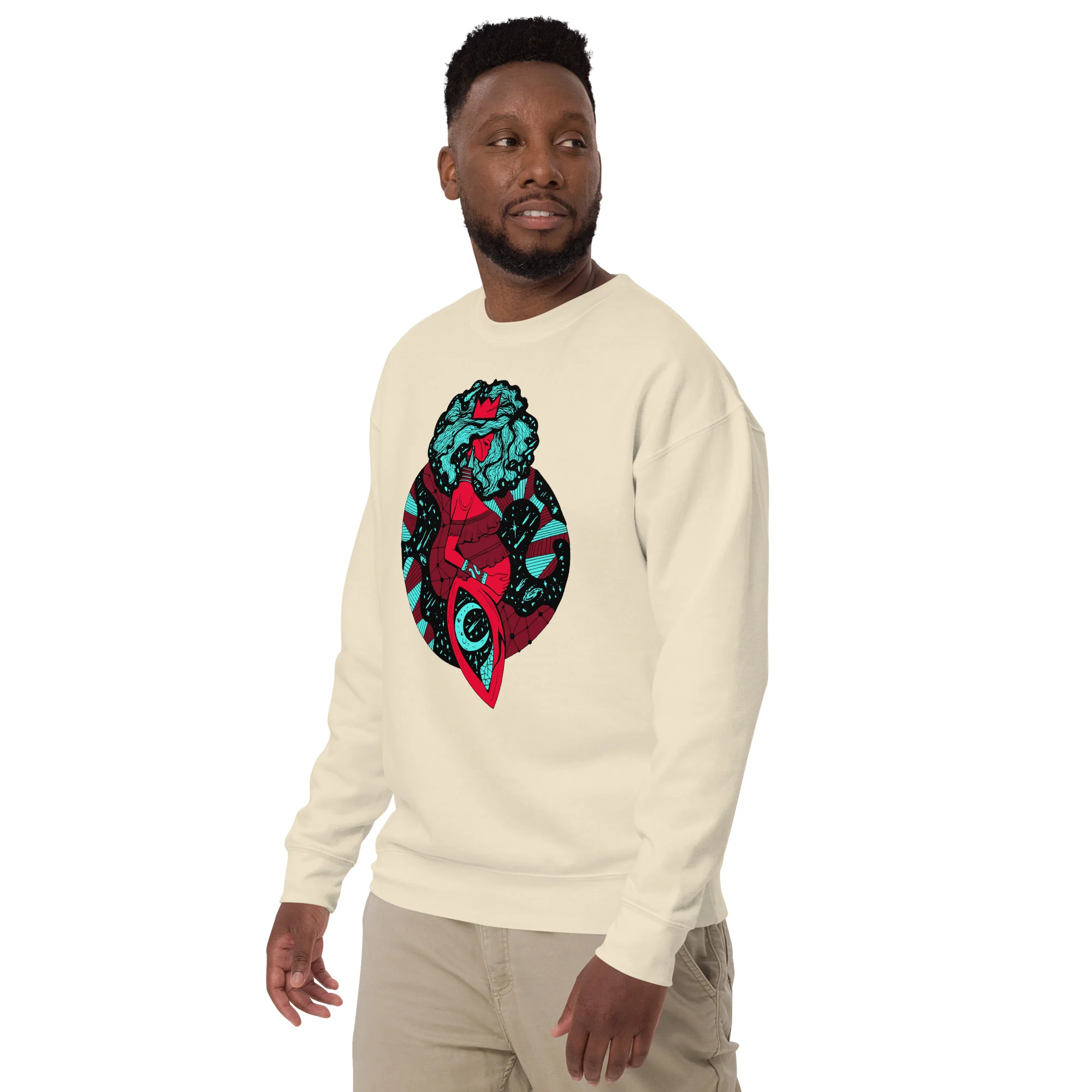 Turquoise Red Birth of Sahelle | Art gift for Mom Sweatshirt - Image 5