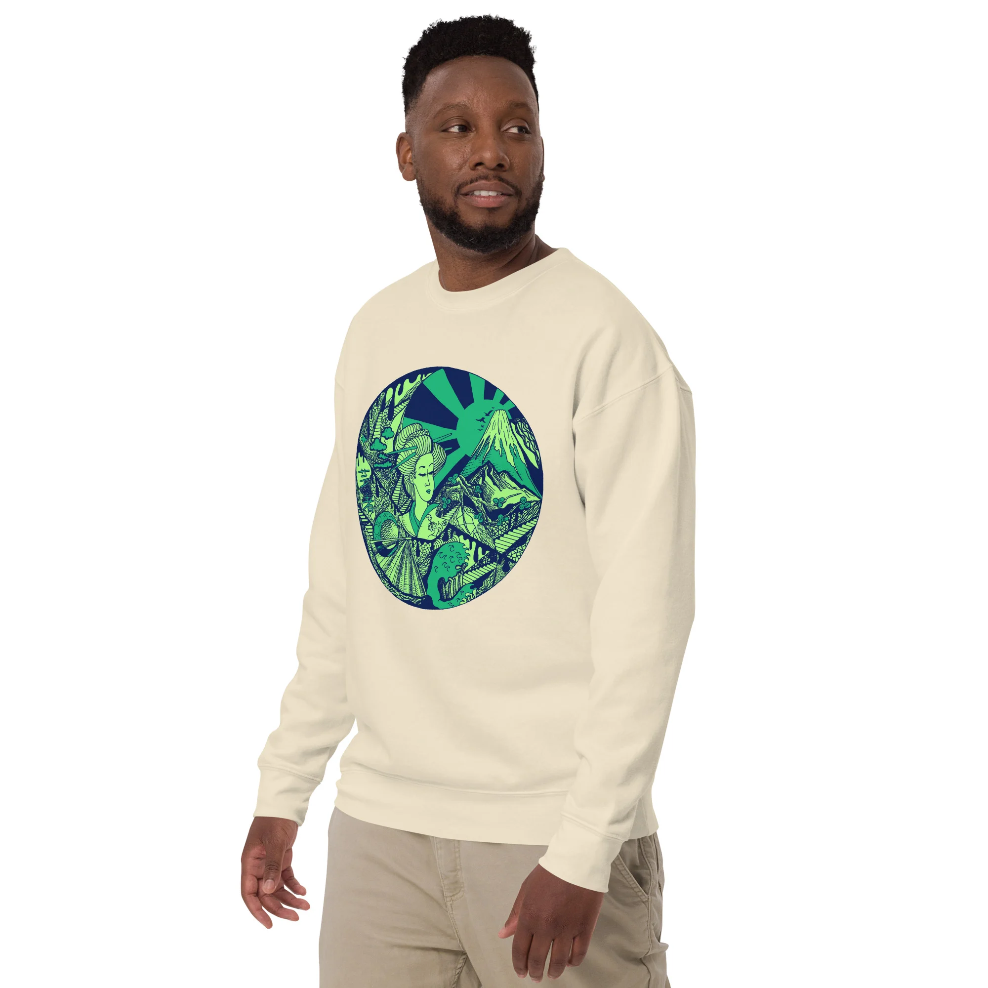 Green Dreaming of Japan - Japanese Circle Sweatshirt - Image 5