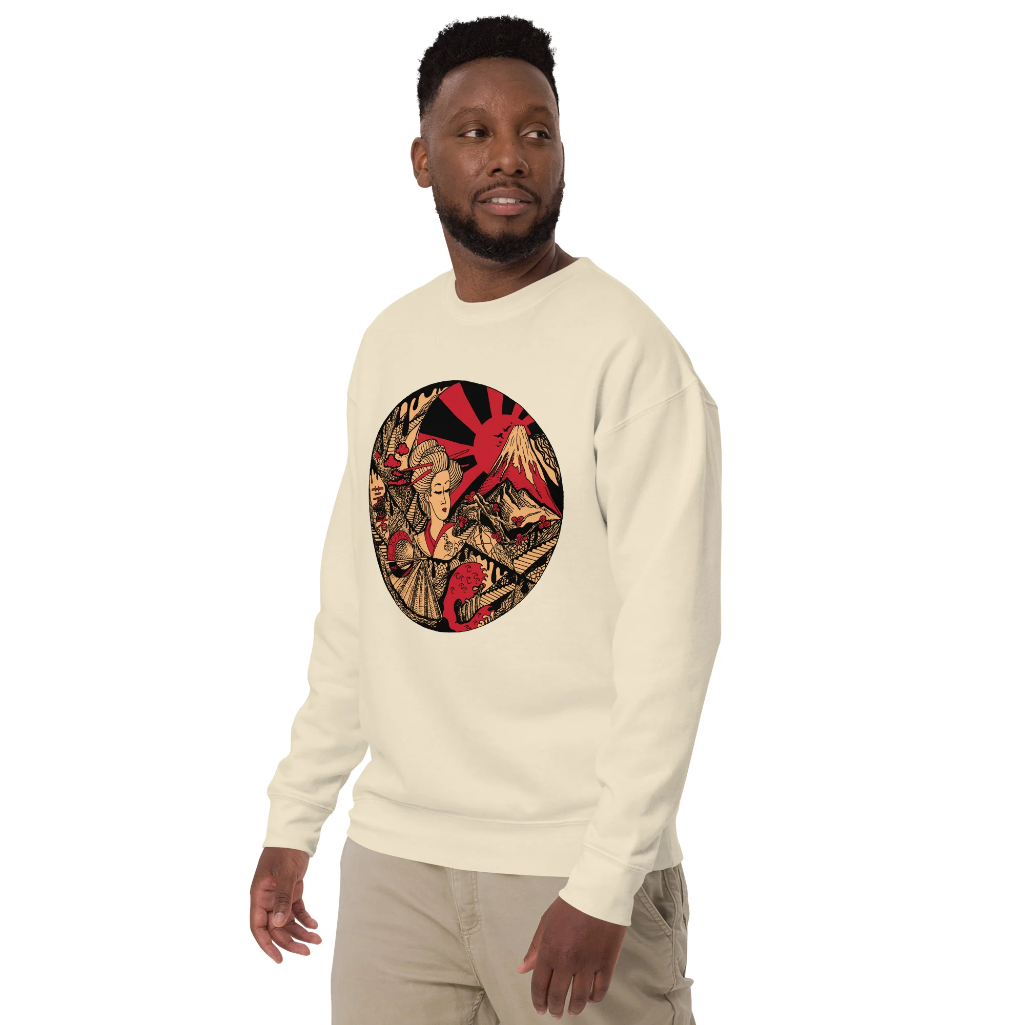 Cream and Red Dreaming of Japan - Japanese Circle Sweatshirt - Image 5