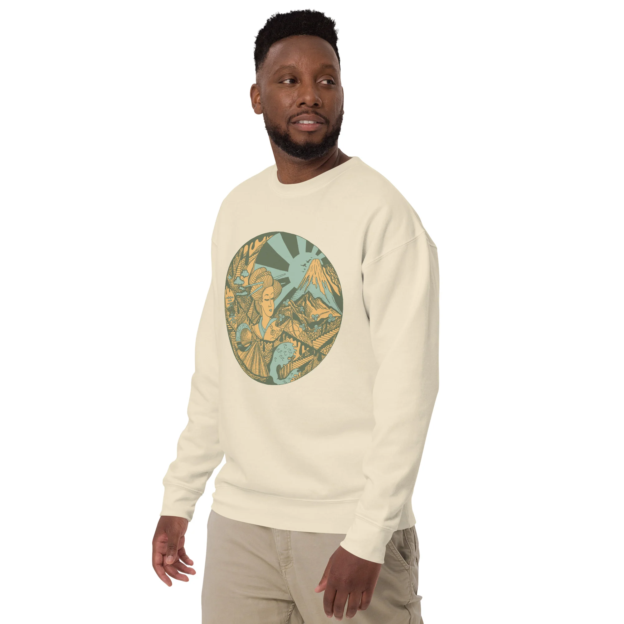 Sage Green Dreaming of Japan - Japanese Circle Sweatshirt - Image 5