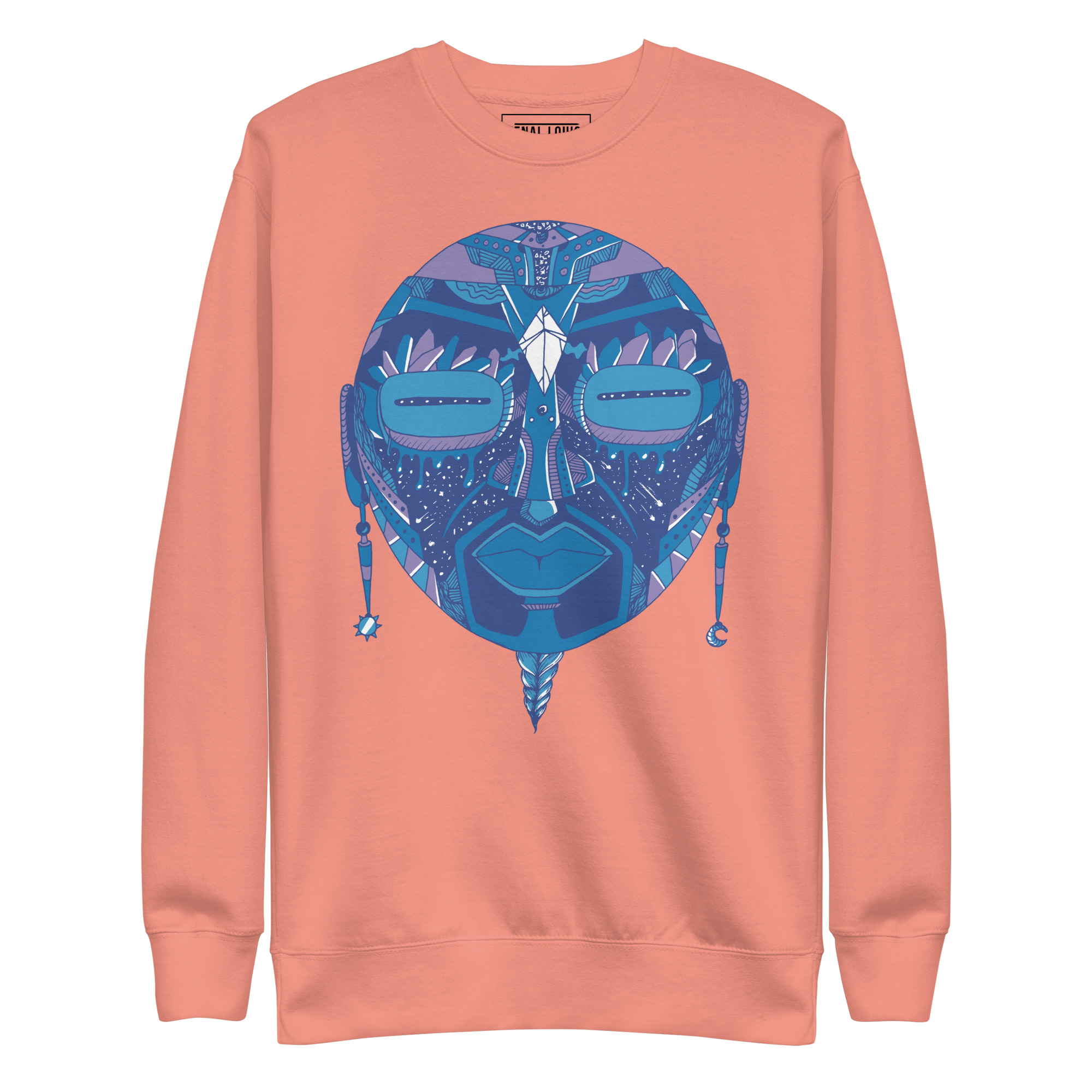 Mountain Blue African Mask No. 2 - African Sweatshirt - Image 7