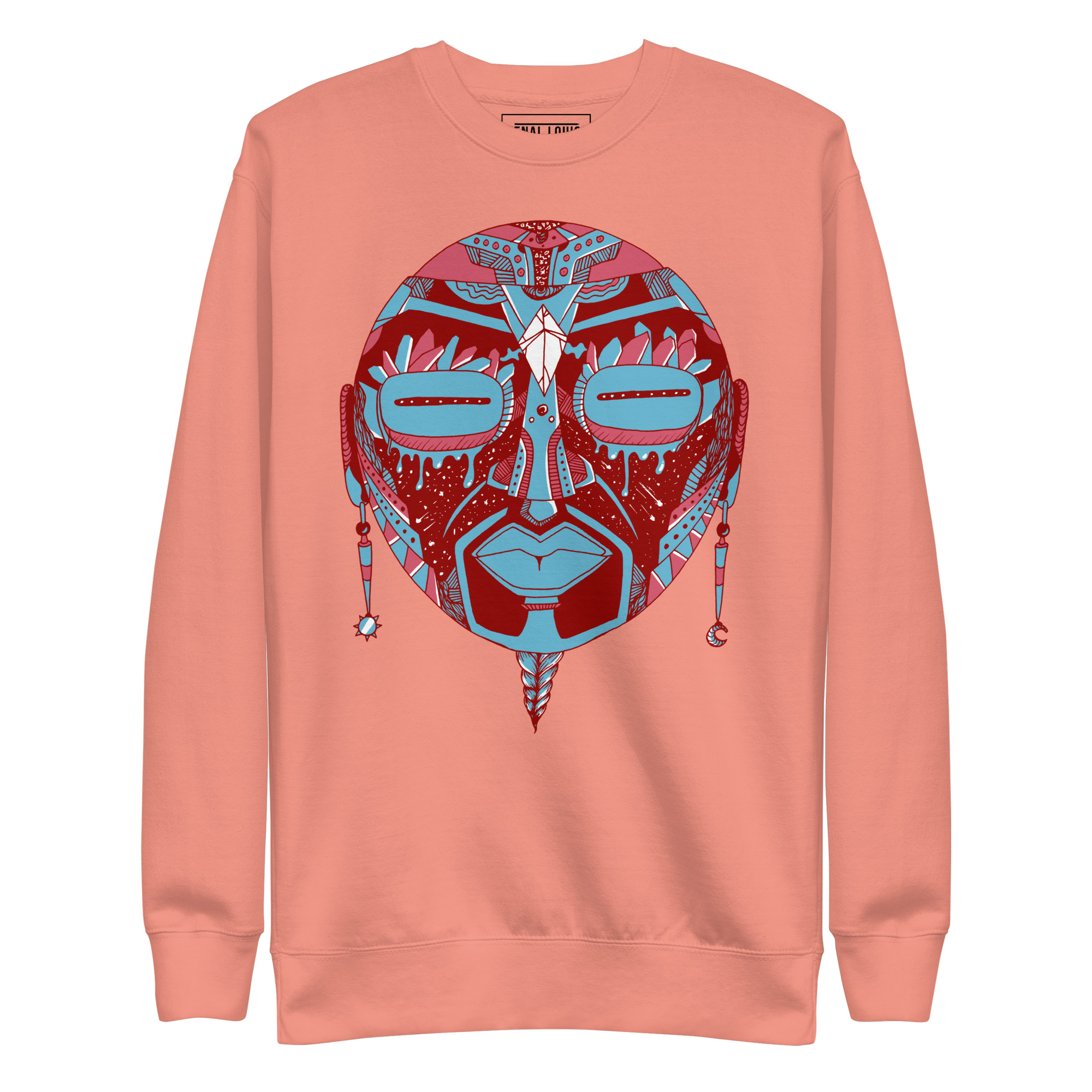 Pastel Blue African Mask No. 2 - African Sweatshirt - Image 7