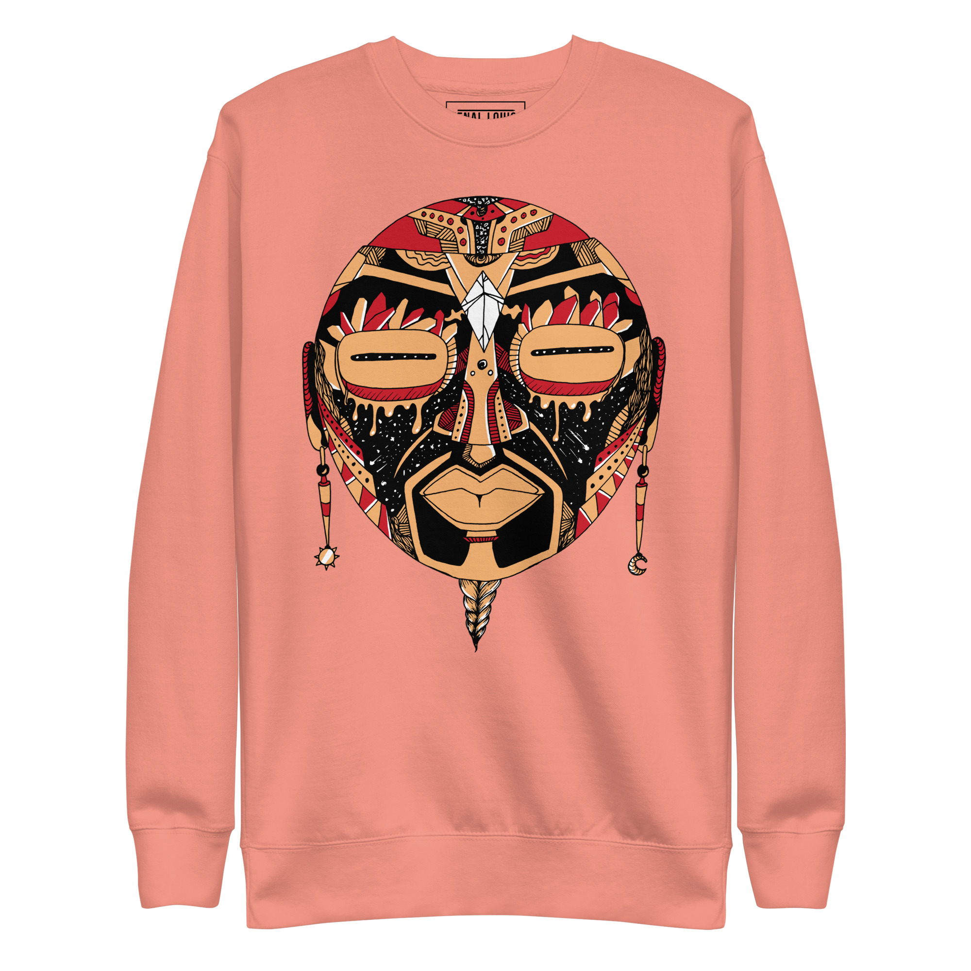Cream and Red African Mask No. 2 - African Sweatshirt - Image 7