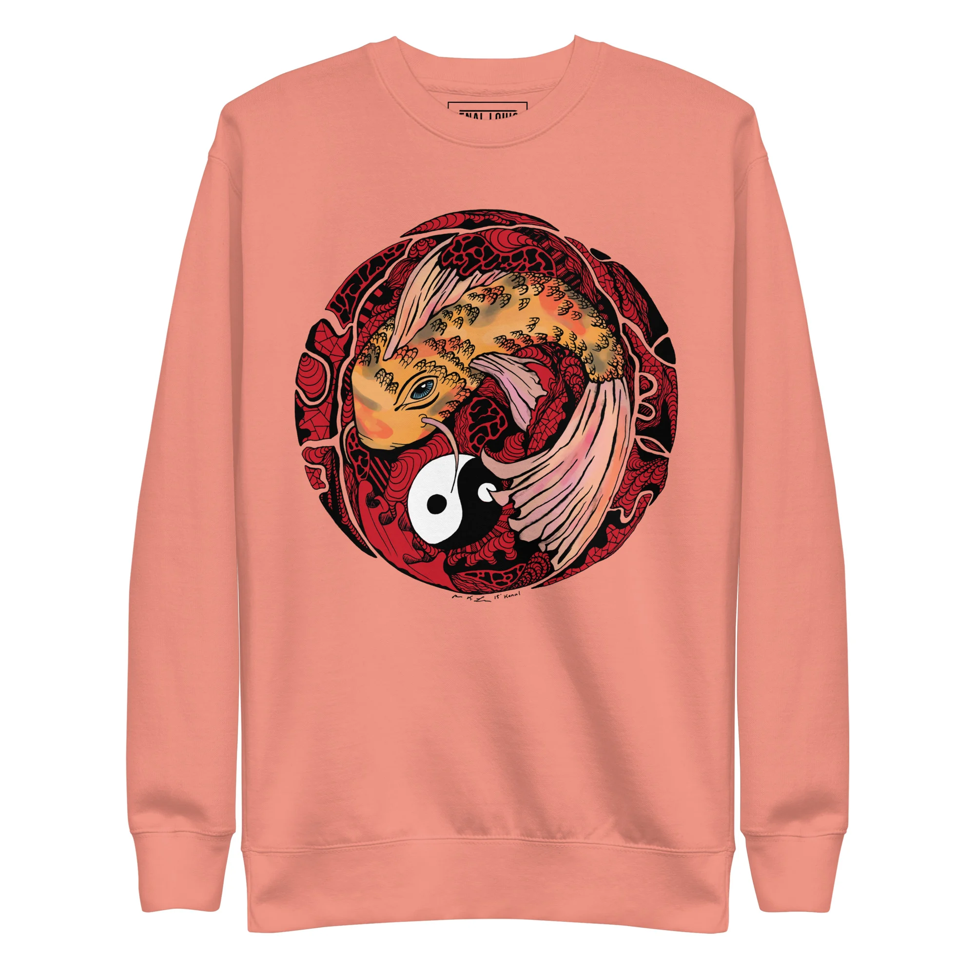 Cream and Red Koi of Balance - Koi Fish Sweatshirt - Image 7