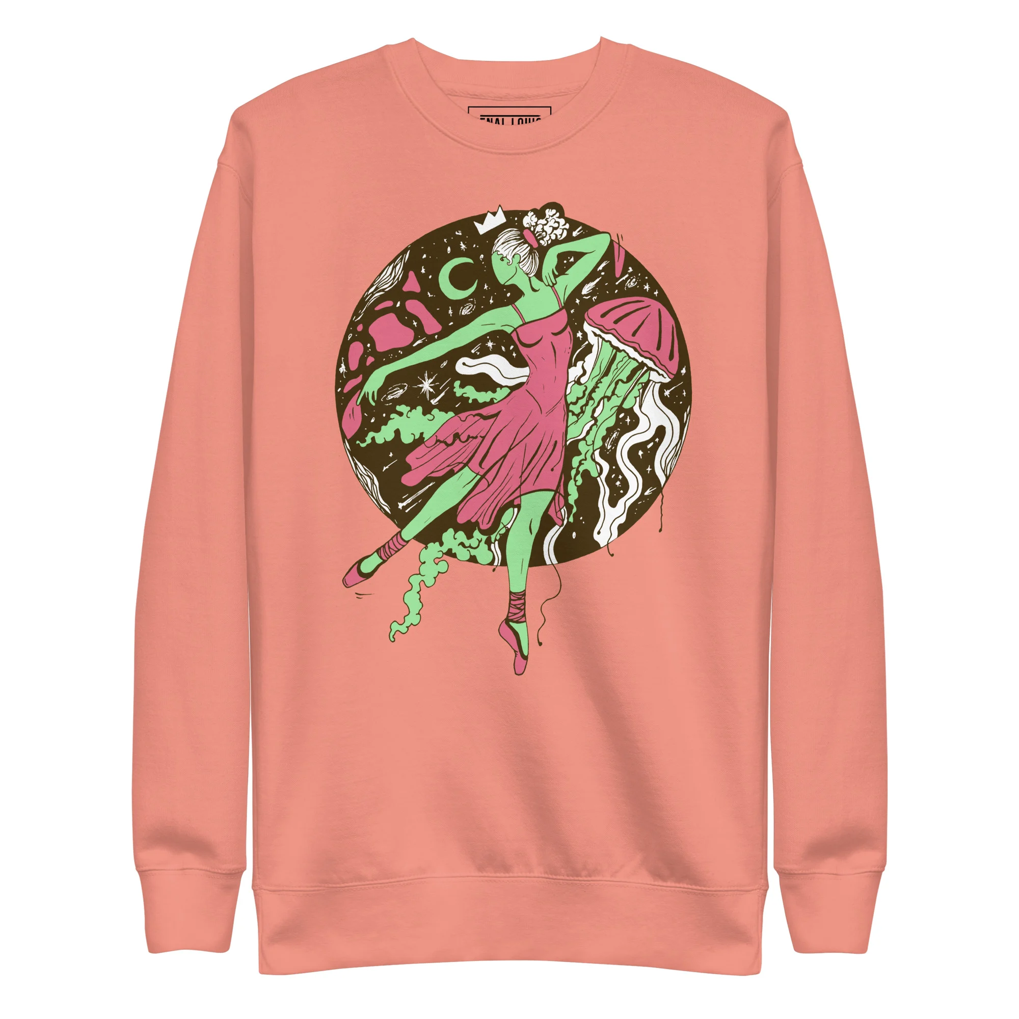 Pink and Green The Oceanic Dancer | Ballerina Drawing Sweatshirt - Image 7