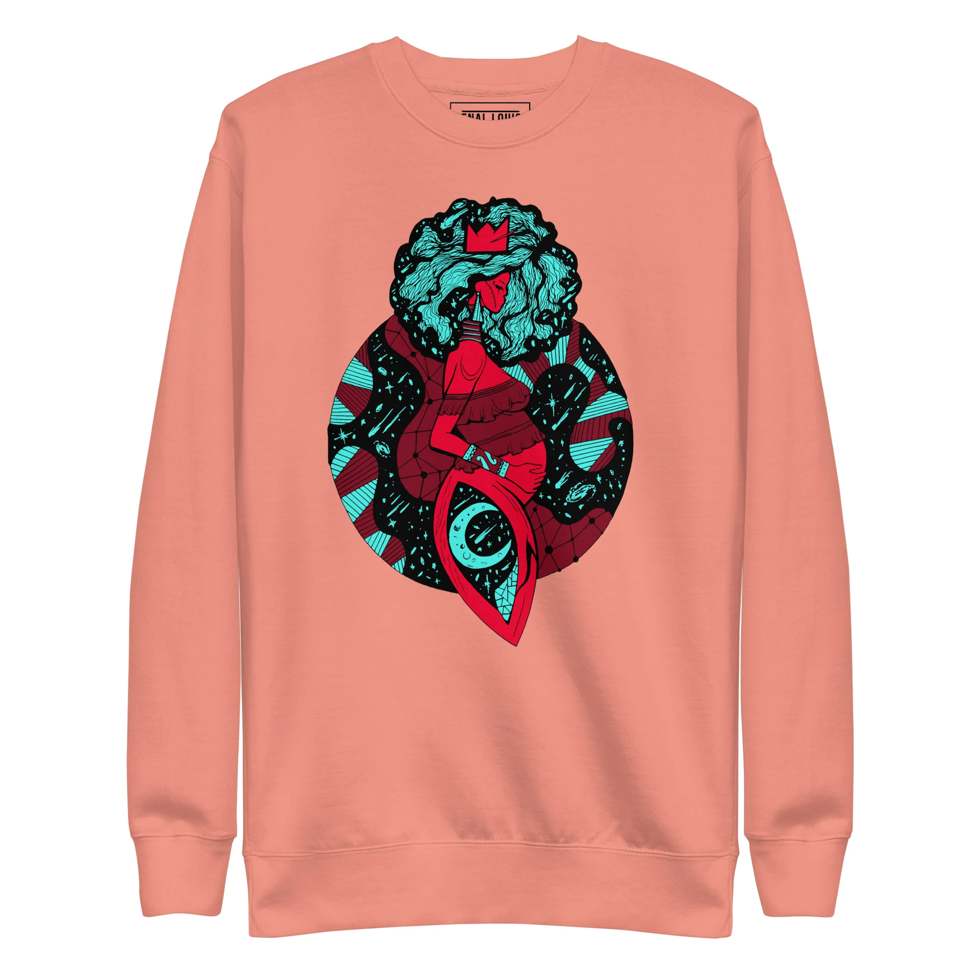 Turquoise Red Birth of Sahelle | Art gift for Mom Sweatshirt - Image 7