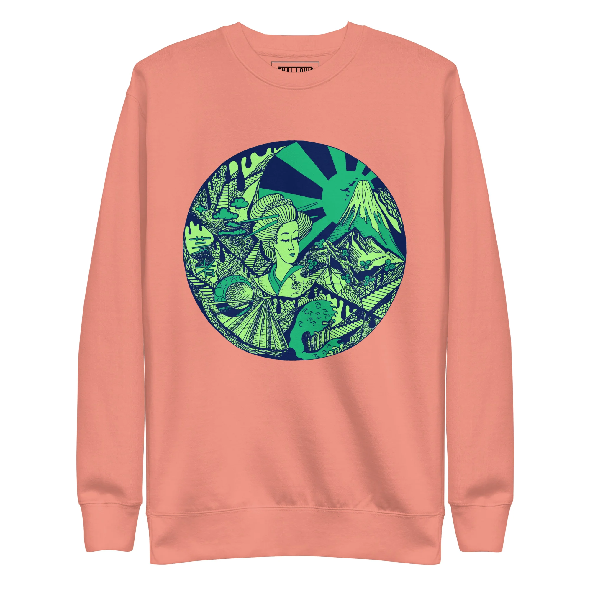 Green Dreaming of Japan - Japanese Circle Sweatshirt - Image 7