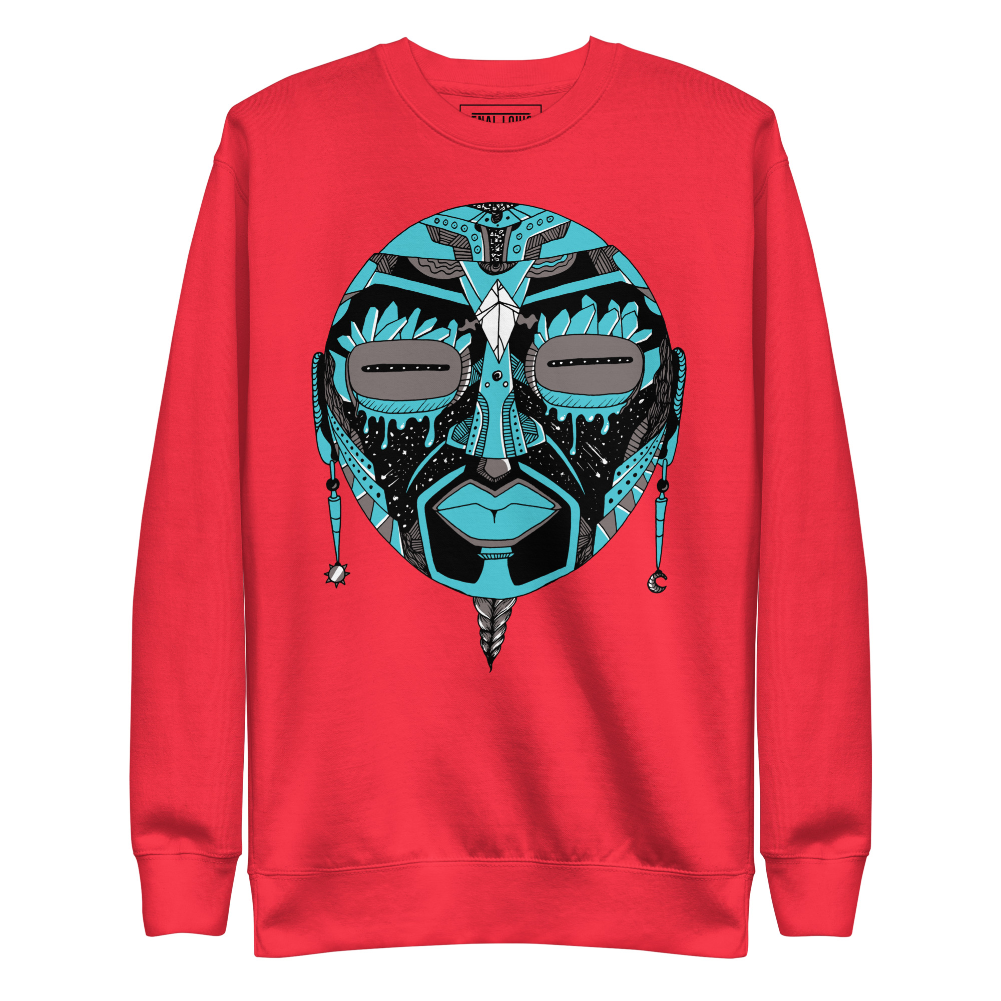 Blue and Grey African Mask No. 2 - African Sweatshirt - Image 6