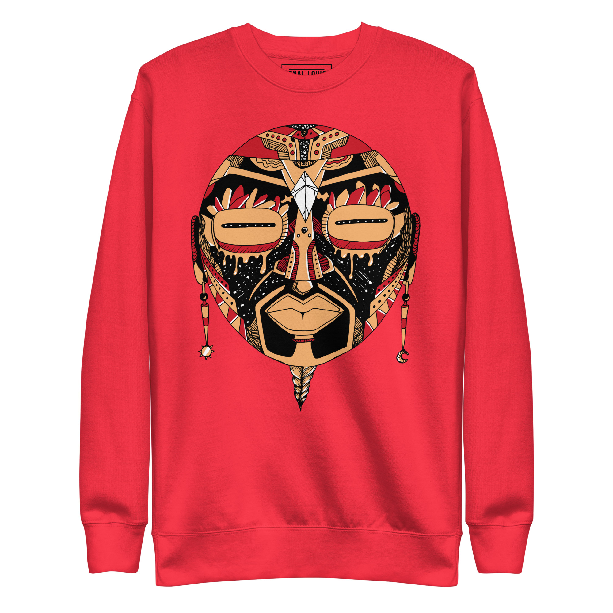 Cream and Red African Mask No. 2 - African Sweatshirt - Image 6